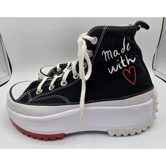 Converse Run Star Hike Platform Sneakers Made With Love Black Womens 7.5 Mens 6 - Picture 2 of 8